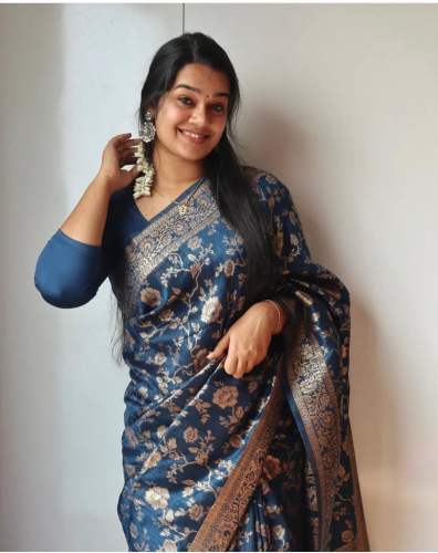 Gorgeous Blue Banarasi Silk Saree 