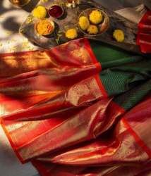 Green Beautiful Banarasi Soft Silk Kanjivaram Saree With Blouse
