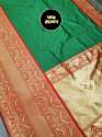 Green Beautiful Banarasi Soft Silk Kanjivaram Saree With Blouse thumb 1