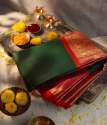 Green Beautiful Banarasi Soft Silk Kanjivaram Saree With Blouse thumb 3