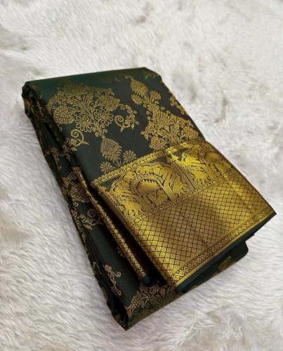 Green Color Banarasi Soft Silk Saree