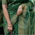Green color Banarasi Soft Silk Saree With Matching Blouse thumb 3