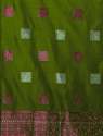 Green color kanjivaram silk saree with zari weaving work thumb 2