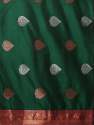 GREEN COLOUR HEAVY BROCADE WORK AND COPPER OR SILVER ZARI WORK SARI thumb 4