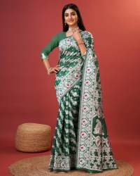 GREEN SAREE IN SOFT COTTON WITHTRENDY AND GRAND BEAUTIFUL RICH DESIGN SAREE