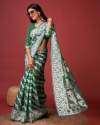 GREEN SAREE IN SOFT COTTON WITHTRENDY AND GRAND BEAUTIFUL RICH DESIGN SAREE thumb 1