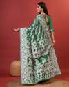 GREEN SAREE IN SOFT COTTON WITHTRENDY AND GRAND BEAUTIFUL RICH DESIGN SAREE thumb 4