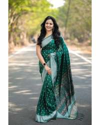 GREEN SAREES WITH HEAVY BROCADE WORK BANARASI SOFT SILK SAREE 