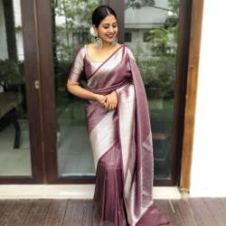 Heavy Silver Zari Work Border Banarasi Saree