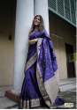 Latest Blue Colour Handloom Weaving Saree