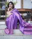 Latest Purple Kanjivaram Silk Saree With Blouse thumb 10