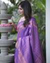 Latest Purple Kanjivaram Silk Saree With Blouse thumb 5