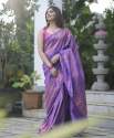 Latest Purple Kanjivaram Silk Saree With Blouse thumb 6