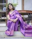 Latest Purple Kanjivaram Silk Saree With Blouse thumb 9
