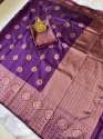 Latest Purple Zari Weaving Banarasi Soft Silk Saree With Blouse thumb 10