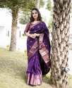 Latest Purple Zari Weaving Banarasi Soft Silk Saree With Blouse thumb 3