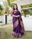 Latest Purple Zari Weaving Banarasi Soft Silk Saree With Blouse thumb 5