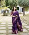 Latest Purple Zari Weaving Banarasi Soft Silk Saree With Blouse thumb 7