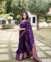 Latest Purple Zari Weaving Banarasi Soft Silk Saree With Blouse thumb 8
