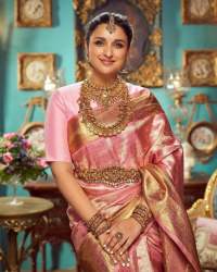 LIGHT PINK WITH GOLDEN BORDER BANARASI SOFT SILK SAREE