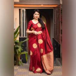 MAROON BANARASI SOFT SILK SAREE WITH GOLD ZARI WEAVING SAREE