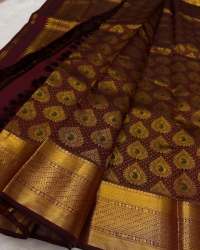 MAROON GOLD ZARI WEAVING BANARASI SOFT SILK SAREE