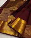 MAROON GOLD ZARI WEAVING BANARASI SOFT SILK SAREE thumb 1
