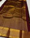 MAROON GOLD ZARI WEAVING BANARASI SOFT SILK SAREE thumb 2