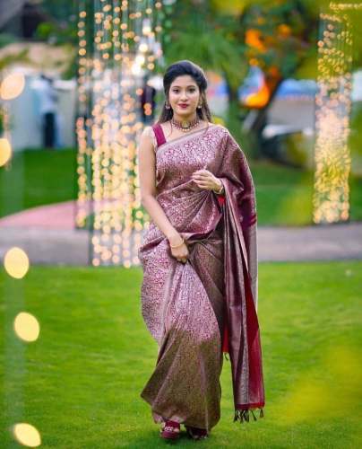 Maroon Rich Zari Weaving Banarasi Soft Silk Saree With Blouse