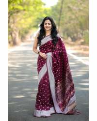 MAROON SAREES WITH HEAVY BROCADE WORK BANARASI SOFT SILK SAREE 