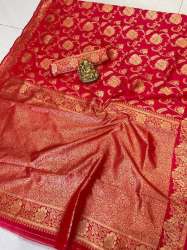 Mouni Roy Red banarasi Soft Silk Saree 