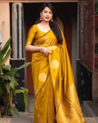MUSTARD BANARASI SOFT SILK SAREE WITH GOLD ZARI WEAVING SAREE