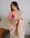 Off-white Kashmiri weaving Banarasi Soft Silk Saree thumb 1