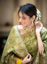 OLIVE GREEN SAREES WITH HEAVY BROCADE WORK AND GOLD ZARI WORK BANARASI SOFT SILK SAREE  thumb 4