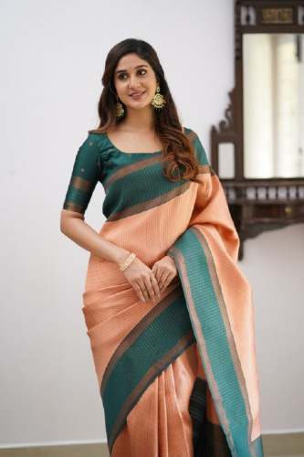 Orange Color Soft Kanjivaram Silk Wedding Saree With Blouse
