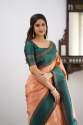 Orange Color Soft Kanjivaram Silk Wedding Saree With Blouse thumb 1