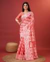 PEACH SAREE IN SOFT COTTON WITHTRENDY AND GRAND BEAUTIFUL RICH DESIGN SAREE thumb 3