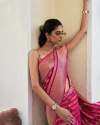 PINK BANARASI SOFT SILK SAREE WITH BEAUTIFUL BLOUSE thumb 2