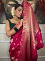 PINK FLOVER PRINTED BANARASI SOFT SILK SAREE 