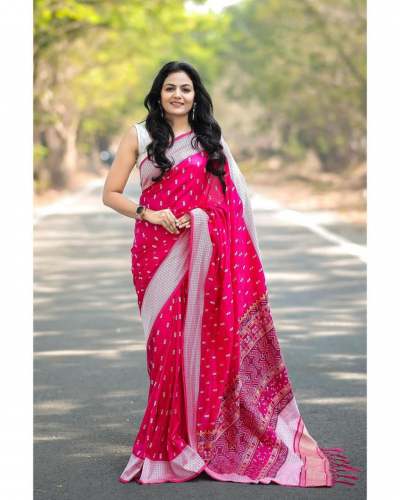 PINK SAREES WITH HEAVY BROCADE WORK BANARASI SOFT SILK SAREE 
