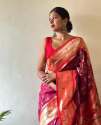 Pink Soft Silk Handloom Weaving Saree thumb 5