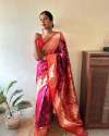 Pink Soft Silk Handloom Weaving Saree thumb 7