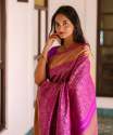 PINK WITH GOLD ZARI WEAVING BANARASI SOFT SILK SAREE  thumb 3