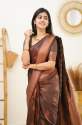 Pretty Coffee Banarasi Pure Silk Kanjivaram Saree With Blouse thumb 2