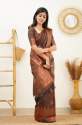 Pretty Coffee Banarasi Pure Silk Kanjivaram Saree With Blouse thumb 4