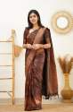 Pretty Coffee Banarasi Pure Silk Kanjivaram Saree With Blouse thumb 5