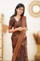Pretty Coffee Banarasi Pure Silk Kanjivaram Saree With Blouse thumb 7
