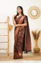 Pretty Coffee Banarasi Pure Silk Kanjivaram Saree With Blouse thumb 8