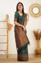 Pretty Green Banarasi Pure Silk Kanjivaram Saree With Blouse thumb 4