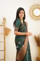 Pretty Green Banarasi Pure Silk Kanjivaram Saree With Blouse thumb 5